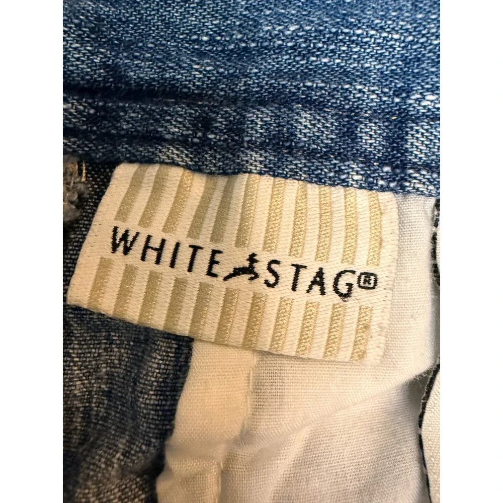 Vintage 90s White Stag Blue Denim Jorts Cargo Utility Shorts V-Notch Waistband